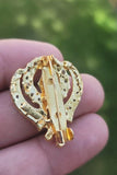 Khanda brooch gold plated stunning diamonte sikh king pin singh kaur broach k58