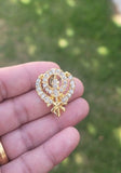 Khanda brooch gold plated stunning diamonte sikh king pin singh kaur broach k58