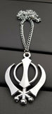 Stainless steel khanda pendant Sikh Car Rear Mirror Hanger punjabi singh kaur Necklace