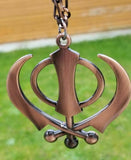 Punjabi sikh large copper colour singh kaur khanda car rear mirror pendant ss7