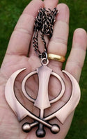 Punjabi sikh large copper colour singh kaur khanda car rear mirror pendant ss7