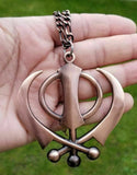 Punjabi sikh large copper colour singh kaur khanda car rear mirror pendant ss7