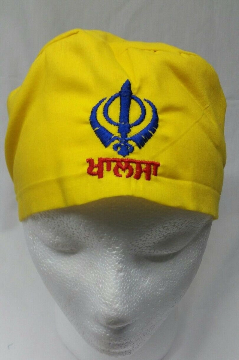 Pathka Sikh punjabi turban patka pathka singh khanda bandana head wrap yellow ...