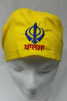 Sikh punjabi turban patka pathka singh khanda bandana head wrap yellow colour