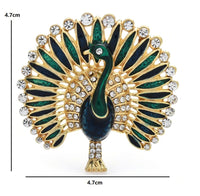 Peacock brooch gold plated broach colourful stones celebrity design queen pin s3