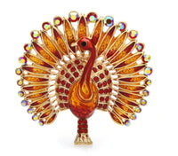 Peacock brooch gold plated broach colourful stones celebrity design queen pin s3