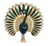 Peacock brooch gold plated broach colourful stones celebrity design queen pin s3