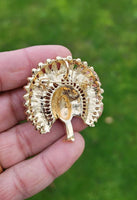 Peacock brooch gold plated broach colourful stones celebrity design queen pin s3