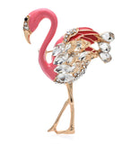 Flamingo brooch gold plated vintage look stunning diamonte king queen pin s23