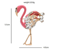 Flamingo brooch gold plated vintage look stunning diamonte king queen pin s23