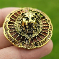Lion brooch vintage look queen broach stunning gold silver plated pin kk5 new