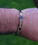 Waheguru Kara Laser Engraved Khanda Black Gold Sikh Kada Singh Kaur Bracelet J18 Unisex Gift