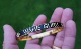 Waheguru Kara Laser Engraved Khanda Black Gold Sikh Kada Singh Kaur Bracelet J18 Unisex Gift
