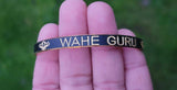 Waheguru Kara Laser Engraved Khanda Black Gold Sikh Kada Singh Kaur Bracelet J18 Unisex Gift