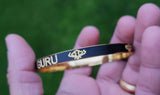 Waheguru Kara Laser Engraved Khanda Black Gold Sikh Kada Singh Kaur Bracelet J18 Unisex Gift