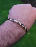Waheguru Kara Laser Engraved Khanda Black Gold Sikh Kada Singh Kaur Bracelet J18 Unisex Gift