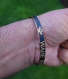 Waheguru Kara Laser Engraved Khanda Black Gold Sikh Kada Singh Kaur Bracelet J18 Unisex Gift