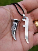 Stainless steel or gold tone sikh singh kaur sword khanda engraved pendant aa