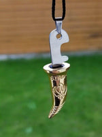 Stainless steel or gold tone sikh singh kaur sword khanda engraved pendant aa