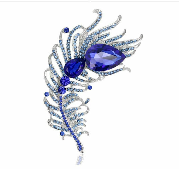 Stunning vintage look silver plated retro feather celebrity brooch broach pin ff