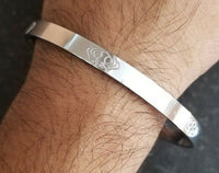New silver plated laser engraved khandas sikh singh khalsa kara bangle kada d10