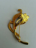 Stunning diamonte gold plated open lily flower brooch broach cake pin for suits