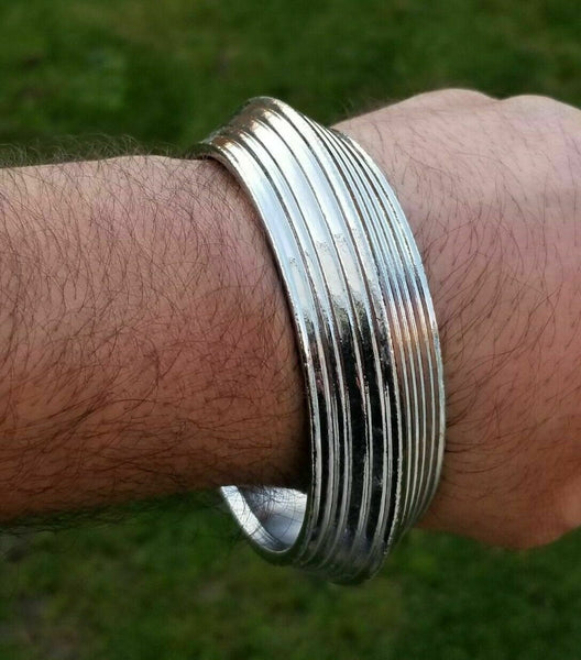 Sikh sarbloh iron lines design chunky bangle heavy singh kaur khalsa kara f7