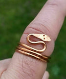 Sadhguru copper smooth snake adjustable ring evil eye protection hindu lucky K