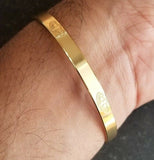 Sikh Kara Gold Plated Laser Engraved Khanda Bracelet Kada Unisex Karha New D11