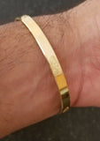 Sikh Kara Gold Plated Laser Engraved Khanda Bracelet Kada Unisex Karha New D11