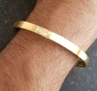 New gold plated laser engraved khandas sikh singh khalsa kara bangle kada d11