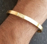 Sikh Kara Gold Plated Laser Engraved Khanda Bracelet Kada Unisex Karha New D11