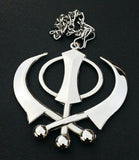 Large Khanda Stainless Steel Sikh Pendant Car Mirror Hanging Ornament SS NEW ☬