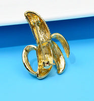 Banana brooch celebrity broach stunning vintage look gold plated queen pin i8