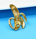 Banana brooch celebrity broach stunning vintage look gold plated queen pin i8