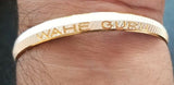 Two tone silver gold plated waheguru engraved sikh singh khalsa kara bangle t2