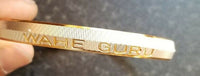 Two tone silver gold plated waheguru engraved sikh singh khalsa kara bangle t2