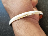 Two tone silver gold plated waheguru engraved sikh singh khalsa kara bangle t2