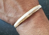 Two tone silver gold plated waheguru engraved sikh singh khalsa kara bangle t2