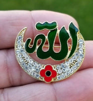 Islamic allahpoppy gold silver plated muslim soldiers british india brooch pin j
