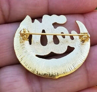 Islamic allahpoppy gold silver plated muslim soldiers british india brooch pin j