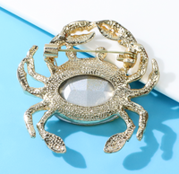 Stunning Vintage Look Gold Plated Blue CRAB Designer Brooch Broach Cake Pin B54