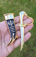 Sikh ceremonial Siri Sahib Stunning Stainless Steel Singh Kaur Kakaar Gold Black