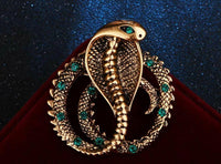 Stunning vintage look gold plated king cobra snake design brooch broach pin b48o