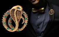 Stunning vintage look gold plated king cobra snake design brooch broach pin b48o