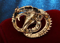 Stunning vintage look gold plated king cobra snake design brooch broach pin b48o