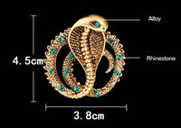 Stunning vintage look gold plated king cobra snake design brooch broach pin b48o