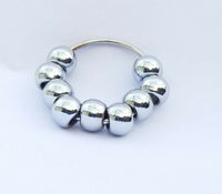 Stress relief steel meditation praying 9 beads ring healing sikh hindu muslim M7G