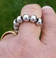 Stress relief steel meditation praying 9 beads ring healing sikh hindu muslim M7G
