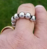 Stress relief steel meditation praying 9 beads ring healing sikh hindu muslim M7G